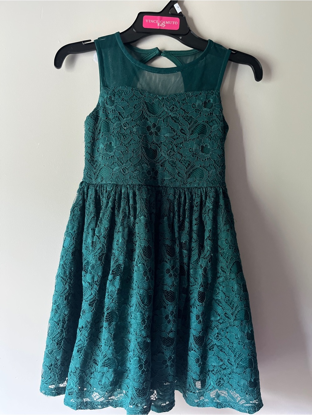 Zhenzi Emerald Lace Overlay Party Dress for Girls
